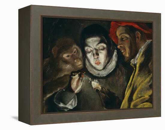 Fabula, Around 1600, a Boy Lights a Candle, as a Monkey and a Bearded Figure Watch-El Greco-Framed Premier Image Canvas