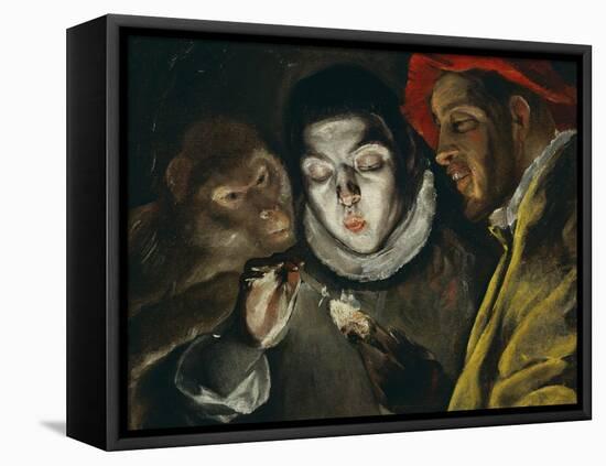 Fabula, Around 1600, a Boy Lights a Candle, as a Monkey and a Bearded Figure Watch-El Greco-Framed Premier Image Canvas