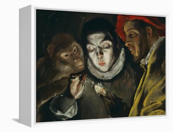 Fabula, Around 1600, a Boy Lights a Candle, as a Monkey and a Bearded Figure Watch-El Greco-Framed Premier Image Canvas