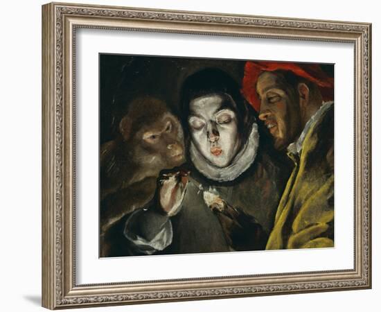 Fabula, Around 1600, a Boy Lights a Candle, as a Monkey and a Bearded Figure Watch-El Greco-Framed Giclee Print