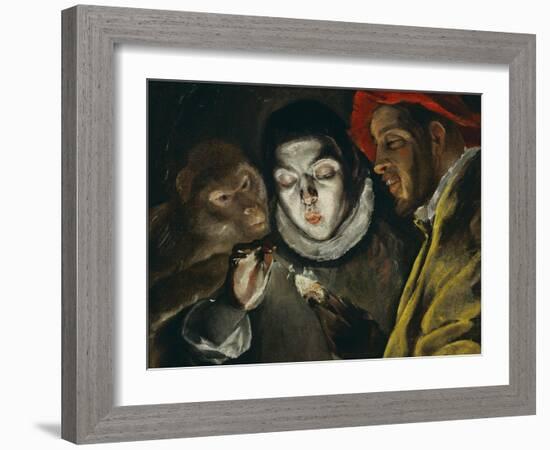 Fabula, Around 1600, a Boy Lights a Candle, as a Monkey and a Bearded Figure Watch-El Greco-Framed Giclee Print