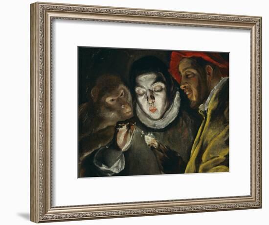 Fabula, Around 1600, a Boy Lights a Candle, as a Monkey and a Bearded Figure Watch-El Greco-Framed Giclee Print