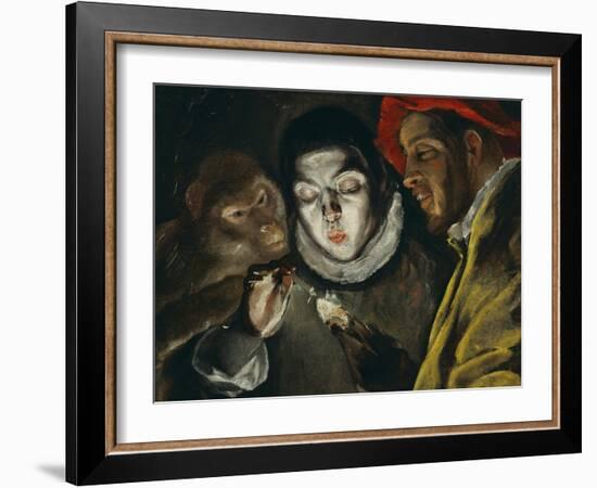 Fabula, Around 1600, a Boy Lights a Candle, as a Monkey and a Bearded Figure Watch-El Greco-Framed Giclee Print