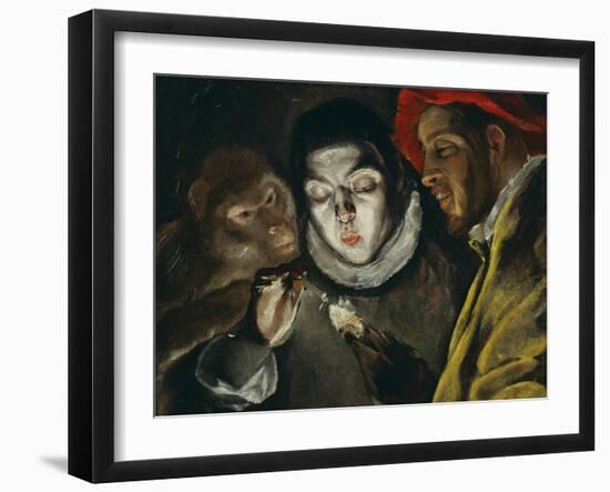 Fabula, Around 1600, a Boy Lights a Candle, as a Monkey and a Bearded Figure Watch-El Greco-Framed Giclee Print