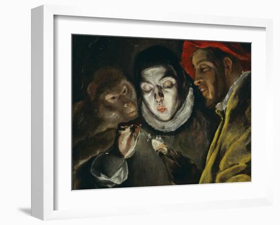 Fabula, Around 1600, a Boy Lights a Candle, as a Monkey and a Bearded Figure Watch-El Greco-Framed Giclee Print