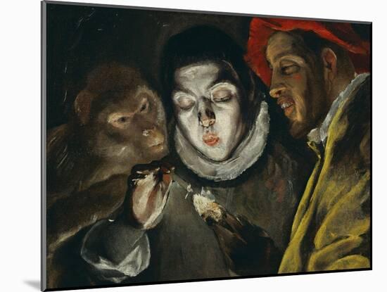 Fabula, Around 1600, a Boy Lights a Candle, as a Monkey and a Bearded Figure Watch-El Greco-Mounted Giclee Print