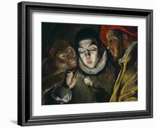 Fabula, Around 1600, a Boy Lights a Candle, as a Monkey and a Bearded Figure Watch-El Greco-Framed Giclee Print