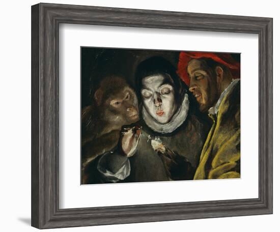 Fabula, Around 1600, a Boy Lights a Candle, as a Monkey and a Bearded Figure Watch-El Greco-Framed Giclee Print