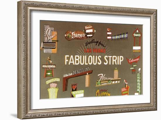 Fabulous Strip, Las Vegas Hotel Signs, Nevada-null-Framed Art Print