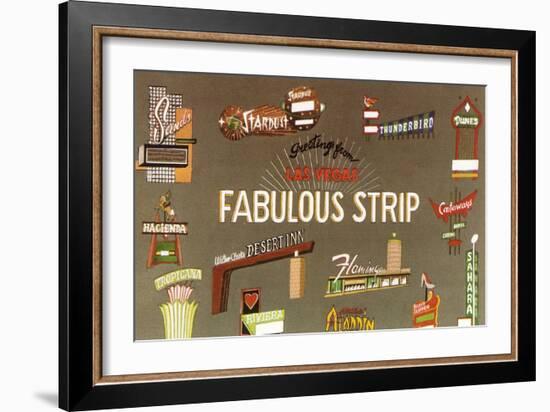 Fabulous Strip, Las Vegas Hotel Signs, Nevada-null-Framed Art Print