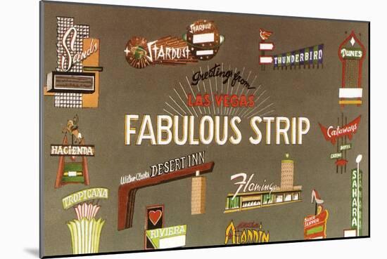 Fabulous Strip, Las Vegas Hotel Signs, Nevada-null-Mounted Art Print