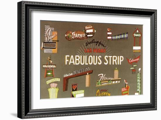 Fabulous Strip, Las Vegas Hotel Signs, Nevada-null-Framed Art Print