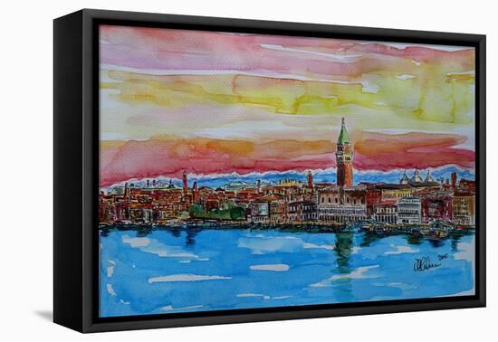 Fabulous Venice Italy with Snowcovered Alps-Markus Bleichner-Framed Stretched Canvas