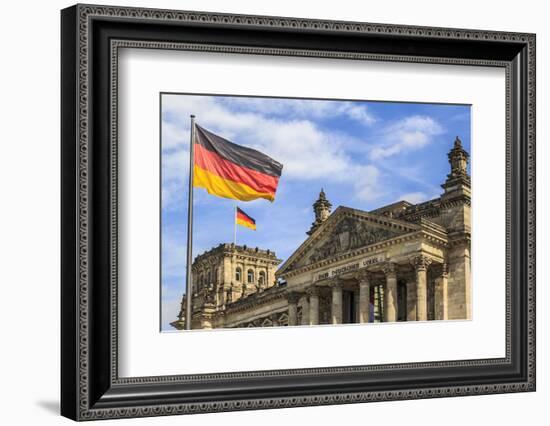 Facade and dome of the Deutscher Bundestag, Reichstag, German parliament, Regierungsviertel governm-Miva Stock-Framed Photographic Print