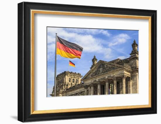 Facade and dome of the Deutscher Bundestag, Reichstag, German parliament, Regierungsviertel governm-Miva Stock-Framed Photographic Print