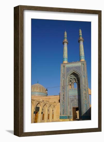 Facade and minarets, Jameh Mosque, Yazd, Iran, Middle East-James Strachan-Framed Photographic Print