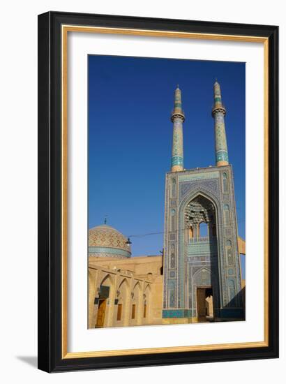 Facade and minarets, Jameh Mosque, Yazd, Iran, Middle East-James Strachan-Framed Photographic Print