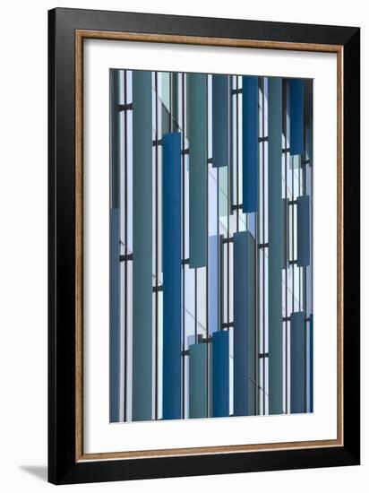 Facade Detail of Cardiff Library, Wales, UK-David Barbour-Framed Photo