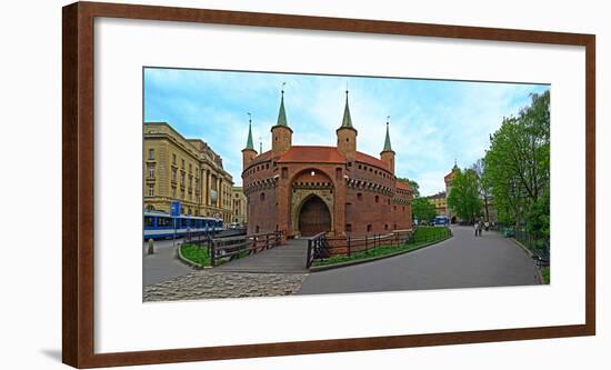 Facade of a Barbakan Fortress, Krakow, Poland-null-Framed Photographic Print