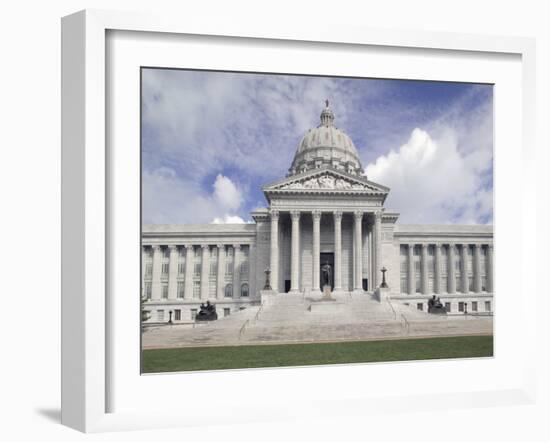 Facade of a Government Building, Missouri State Capitol Building, Jefferson City, Missouri, USA-null-Framed Photographic Print