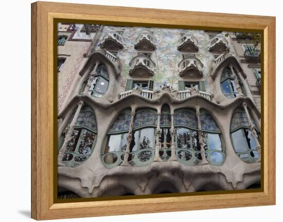 Facade of Casa Batllo by Gaudi, UNESCO World Heritage Site, Passeig de Gracia, Barcelona, Spain-Nico Tondini-Framed Premier Image Canvas