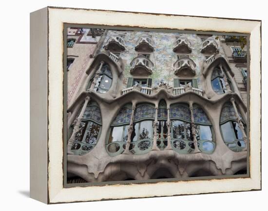 Facade of Casa Batllo by Gaudi, UNESCO World Heritage Site, Passeig de Gracia, Barcelona, Spain-Nico Tondini-Framed Premier Image Canvas