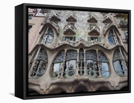 Facade of Casa Batllo by Gaudi, UNESCO World Heritage Site, Passeig de Gracia, Barcelona, Spain-Nico Tondini-Framed Premier Image Canvas