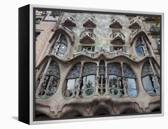 Facade of Casa Batllo by Gaudi, UNESCO World Heritage Site, Passeig de Gracia, Barcelona, Spain-Nico Tondini-Framed Premier Image Canvas