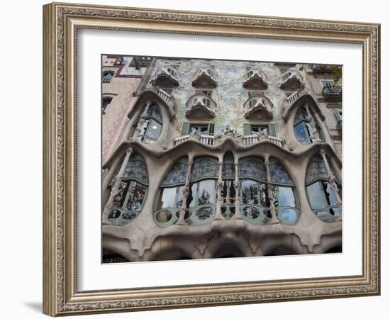 Facade of Casa Batllo by Gaudi, UNESCO World Heritage Site, Passeig de Gracia, Barcelona, Spain-Nico Tondini-Framed Photographic Print