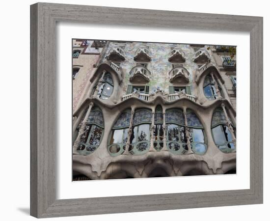 Facade of Casa Batllo by Gaudi, UNESCO World Heritage Site, Passeig de Gracia, Barcelona, Spain-Nico Tondini-Framed Photographic Print