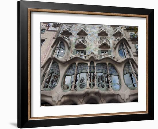 Facade of Casa Batllo by Gaudi, UNESCO World Heritage Site, Passeig de Gracia, Barcelona, Spain-Nico Tondini-Framed Photographic Print