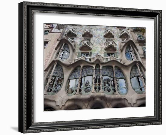 Facade of Casa Batllo by Gaudi, UNESCO World Heritage Site, Passeig de Gracia, Barcelona, Spain-Nico Tondini-Framed Photographic Print