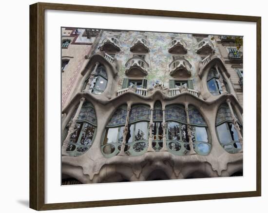 Facade of Casa Batllo by Gaudi, UNESCO World Heritage Site, Passeig de Gracia, Barcelona, Spain-Nico Tondini-Framed Photographic Print