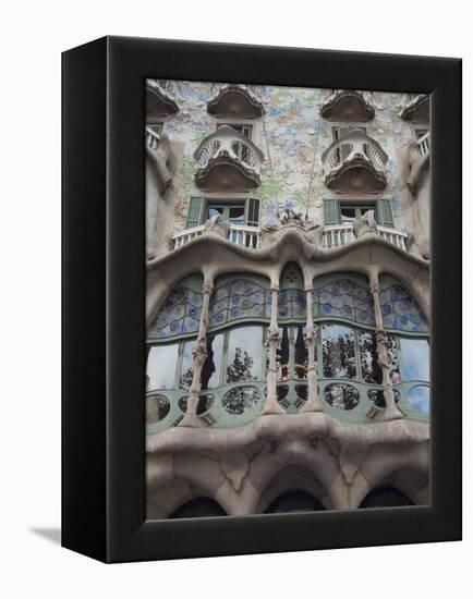 Facade of Casa Batllo by Gaudi, UNESCO World Heritage Site, Passeig de Gracia, Barcelona, Spain-Nico Tondini-Framed Premier Image Canvas