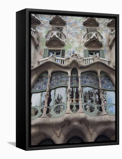 Facade of Casa Batllo by Gaudi, UNESCO World Heritage Site, Passeig de Gracia, Barcelona, Spain-Nico Tondini-Framed Premier Image Canvas