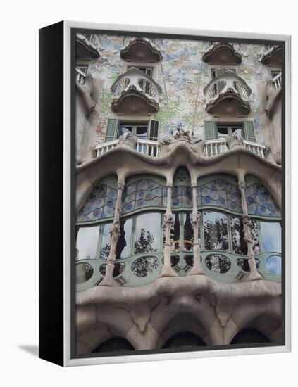 Facade of Casa Batllo by Gaudi, UNESCO World Heritage Site, Passeig de Gracia, Barcelona, Spain-Nico Tondini-Framed Premier Image Canvas