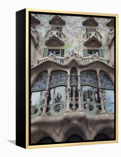 Facade of Casa Batllo by Gaudi, UNESCO World Heritage Site, Passeig de Gracia, Barcelona, Spain-Nico Tondini-Framed Premier Image Canvas