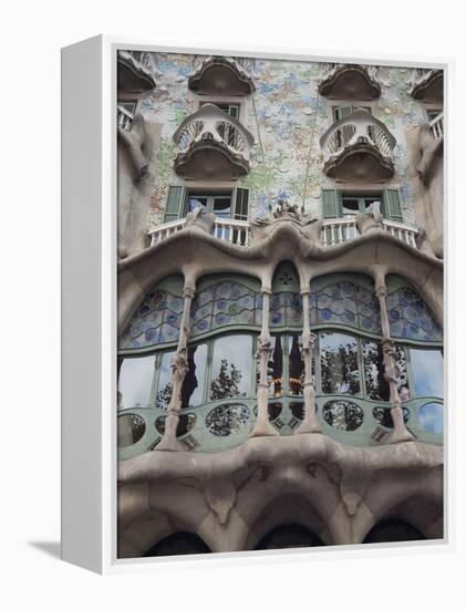 Facade of Casa Batllo by Gaudi, UNESCO World Heritage Site, Passeig de Gracia, Barcelona, Spain-Nico Tondini-Framed Premier Image Canvas