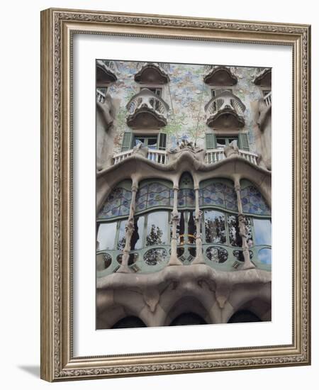 Facade of Casa Batllo by Gaudi, UNESCO World Heritage Site, Passeig de Gracia, Barcelona, Spain-Nico Tondini-Framed Photographic Print