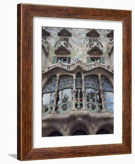 Facade of Casa Batllo by Gaudi, UNESCO World Heritage Site, Passeig de Gracia, Barcelona, Spain-Nico Tondini-Framed Photographic Print