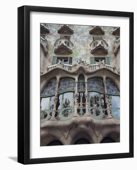 Facade of Casa Batllo by Gaudi, UNESCO World Heritage Site, Passeig de Gracia, Barcelona, Spain-Nico Tondini-Framed Photographic Print