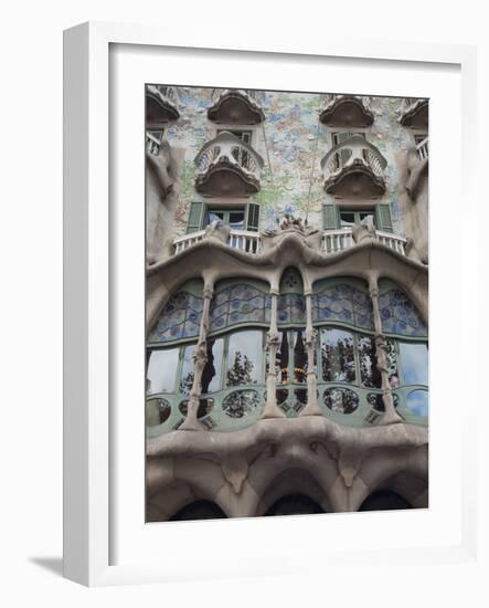 Facade of Casa Batllo by Gaudi, UNESCO World Heritage Site, Passeig de Gracia, Barcelona, Spain-Nico Tondini-Framed Photographic Print
