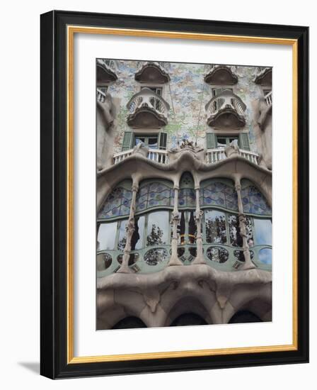 Facade of Casa Batllo by Gaudi, UNESCO World Heritage Site, Passeig de Gracia, Barcelona, Spain-Nico Tondini-Framed Photographic Print