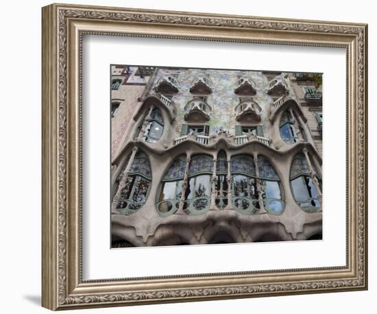 Facade of Casa Batllo by Gaudi, UNESCO World Heritage Site, Passeig de Gracia, Barcelona, Spain-Nico Tondini-Framed Photographic Print