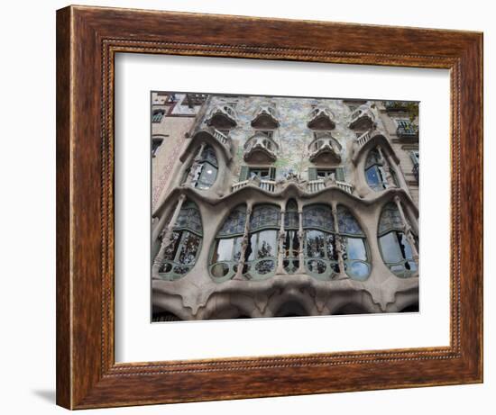 Facade of Casa Batllo by Gaudi, UNESCO World Heritage Site, Passeig de Gracia, Barcelona, Spain-Nico Tondini-Framed Photographic Print