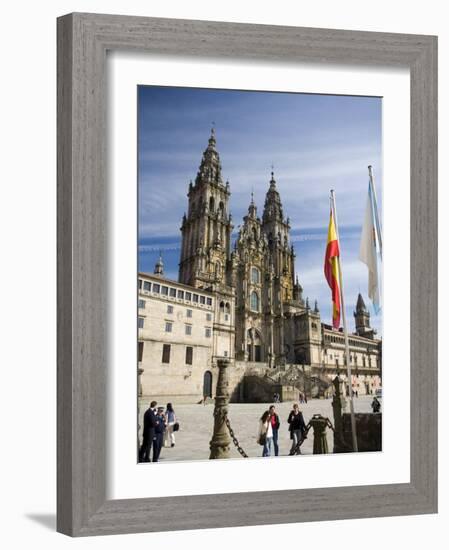 Facade of Cathedral Seen from Praza Do Obradoiro, Santiago De Compostela, Galicia-Nick Servian-Framed Photographic Print