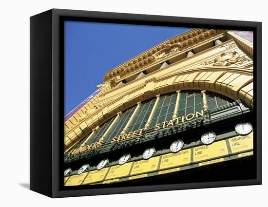 Facade of Front of Flinders Street Station with Clocks Showing Department of Next Train, Victoria-Richard Nebesky-Framed Premier Image Canvas