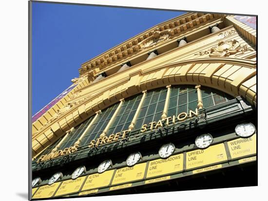 Facade of Front of Flinders Street Station with Clocks Showing Department of Next Train, Victoria-Richard Nebesky-Mounted Photographic Print