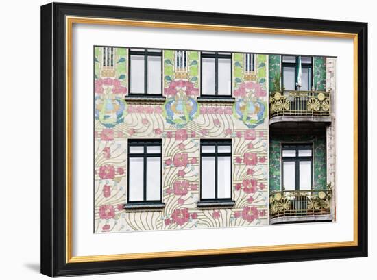 Facade of Jugendstil Style Majolikahaus (Majolica) House at No-Julian Castle-Framed Photo