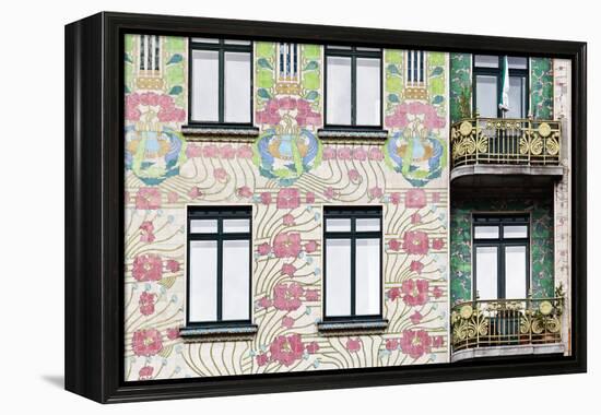 Facade of Jugendstil Style Majolikahaus (Majolica) House at No-Julian Castle-Framed Stretched Canvas